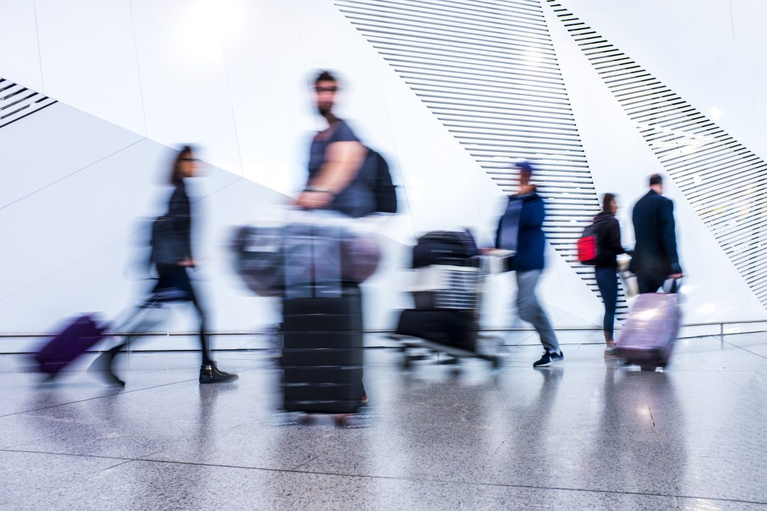 passenger in the walking at the airport
